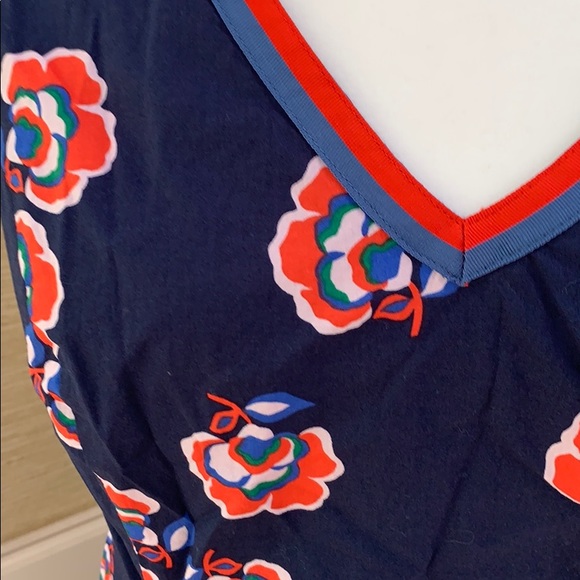 Boden Midi-Dress, Navy Orange Floral Pattern Dress, Sleeveless Business Casual - Picture 5 of 16